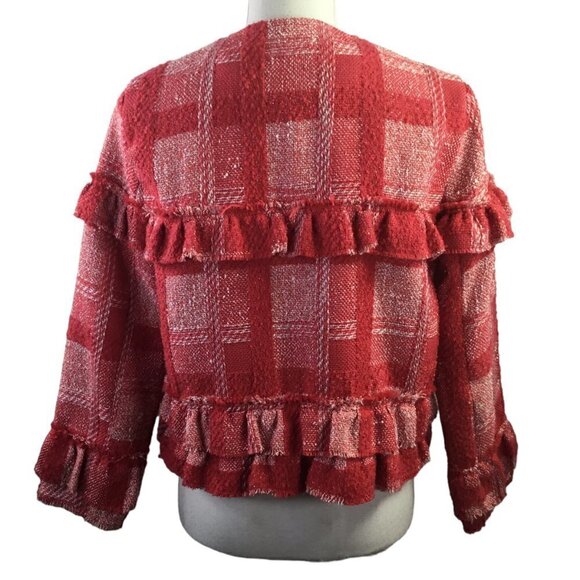 Jack by BB Dakota Open Front Jacket Blazer Career Size S Red 3/4 Sleeve Layered - Picture 6 of 11